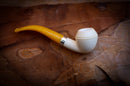 Rhodesian Meerschaum, Silver Smooth Special Handmade Bulldog Meerschaum Pipe With Leather Box- Astaş Meerschaum