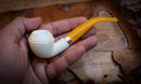 Rhodesian Meerschaum, Silver Smooth Special Handmade Bulldog Meerschaum Pipe With Leather Box- Astaş Meerschaum