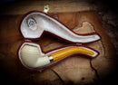 Rhodesian Meerschaum, Silver Smooth Special Handmade Bulldog Meerschaum Pipe With Leather Box- Astaş Meerschaum
