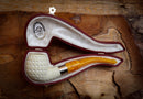 Apple Meerschaum, Silver Latticed Apple Meerschaum Pipe With Leathear Box- Astaş Meerschaum