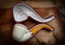 Silver Smooth Special Handmade Panel Meerschaum Pipe With Leather Box- Astaş Meerschaum