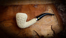 Floral Patterned Meerschaum, Silver Special Handmade Pear Meerschaum Pipe With Leather Box-Astaş Meerschaum