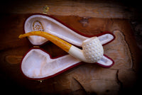 Embriodered Special Handmade Half Bent Block Meerschaum Pipe With Leather Box- Astaş Meerschaum