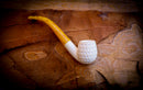 Embriodered Special Handmade Half Bent Block Meerschaum Pipe With Leather Box- Astaş Meerschaum