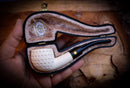 Dublin Meerschaum, Embriodered Special Handmade Block Meerschaum Pipe With Leather Box- Astaş Meerschaum
