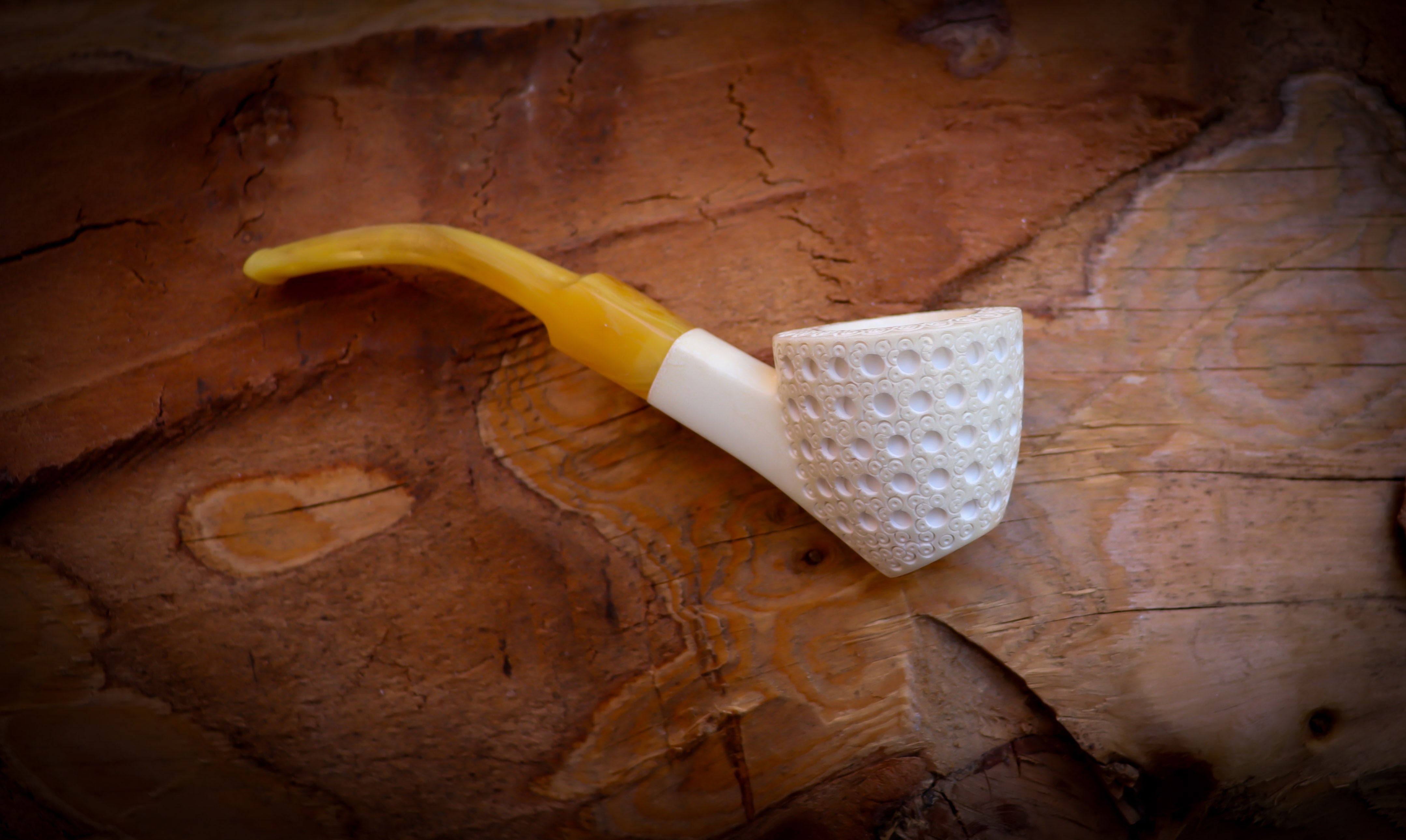 Embriodered Special Handmade Dublin Meerschaum Pipe With Leather Box-Astaş Meerschaum