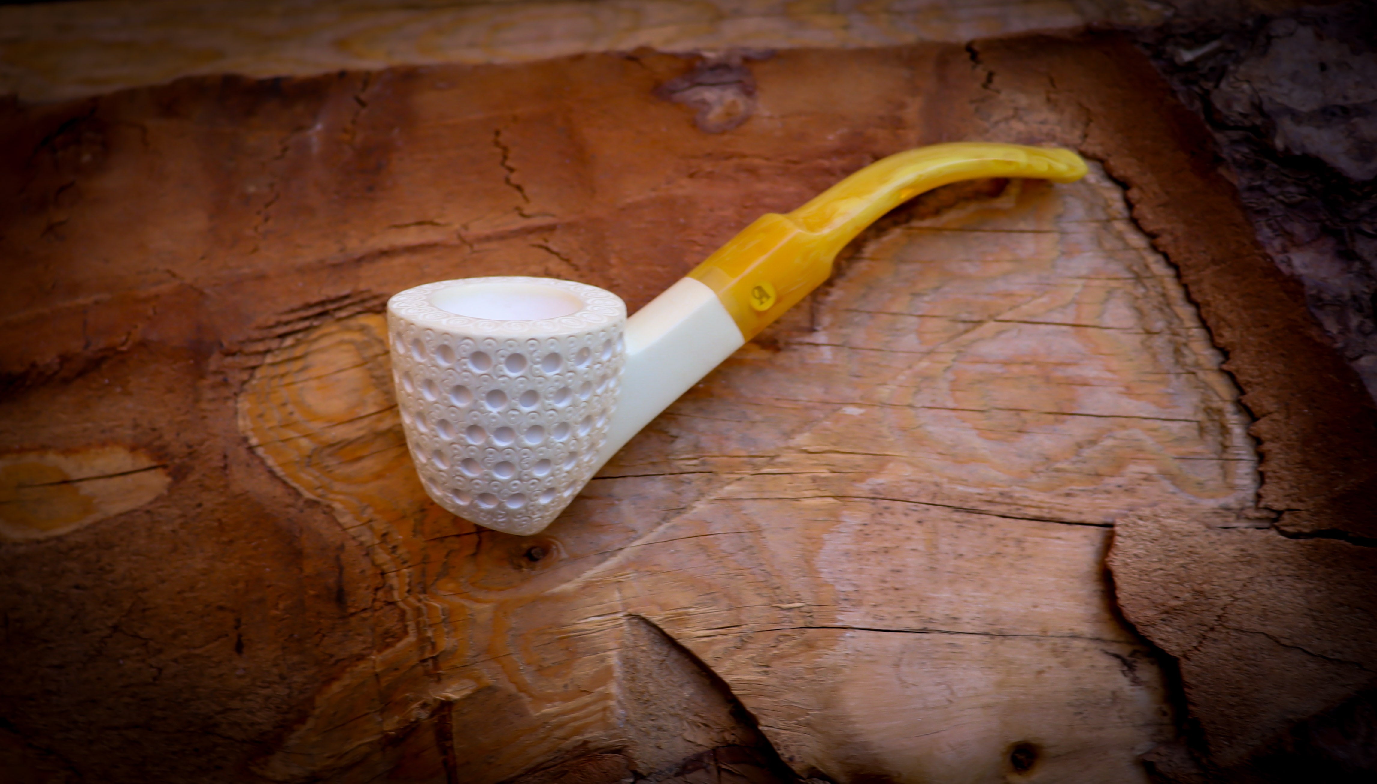 Embriodered Special Handmade Dublin Meerschaum Pipe With Leather Box-Astaş Meerschaum