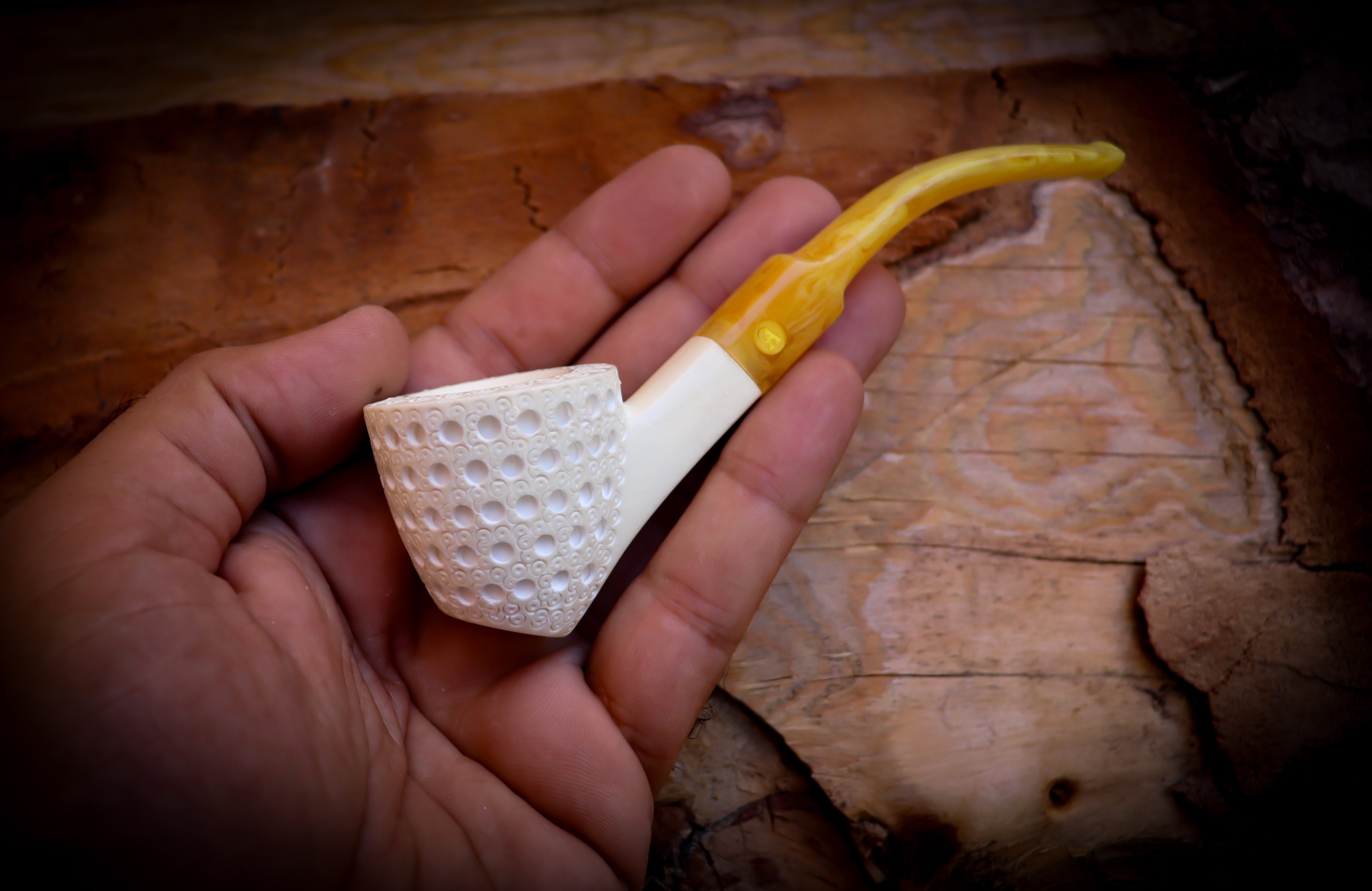 Embriodered Special Handmade Dublin Meerschaum Pipe With Leather Box-Astaş Meerschaum