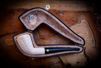 Embriodered Handmade Panel Block Meerschaum Pipe With Leather Box- Astaş Meerschaum