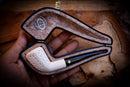 Embriodered Handmade Panel Block Meerschaum Pipe With Leather Box- Astaş Meerschaum