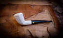 Embriodered Handmade Panel Block Meerschaum Pipe With Leather Box- Astaş Meerschaum