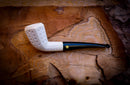 Embriodered Handmade Panel Block Meerschaum Pipe With Leather Box- Astaş Meerschaum