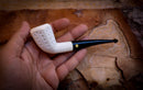 Embriodered Handmade Panel Block Meerschaum Pipe With Leather Box- Astaş Meerschaum