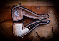 Latticed Special Handmade Panel Block Meerschaum Pipe With Leather Box- Astaş Meerschaum