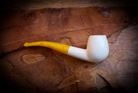 Apple Meerschaum, Smooth Special Handmade Apple Meerschaum Pipe With Leather Box- Astaş Meerschaum, Billard Meerschaum