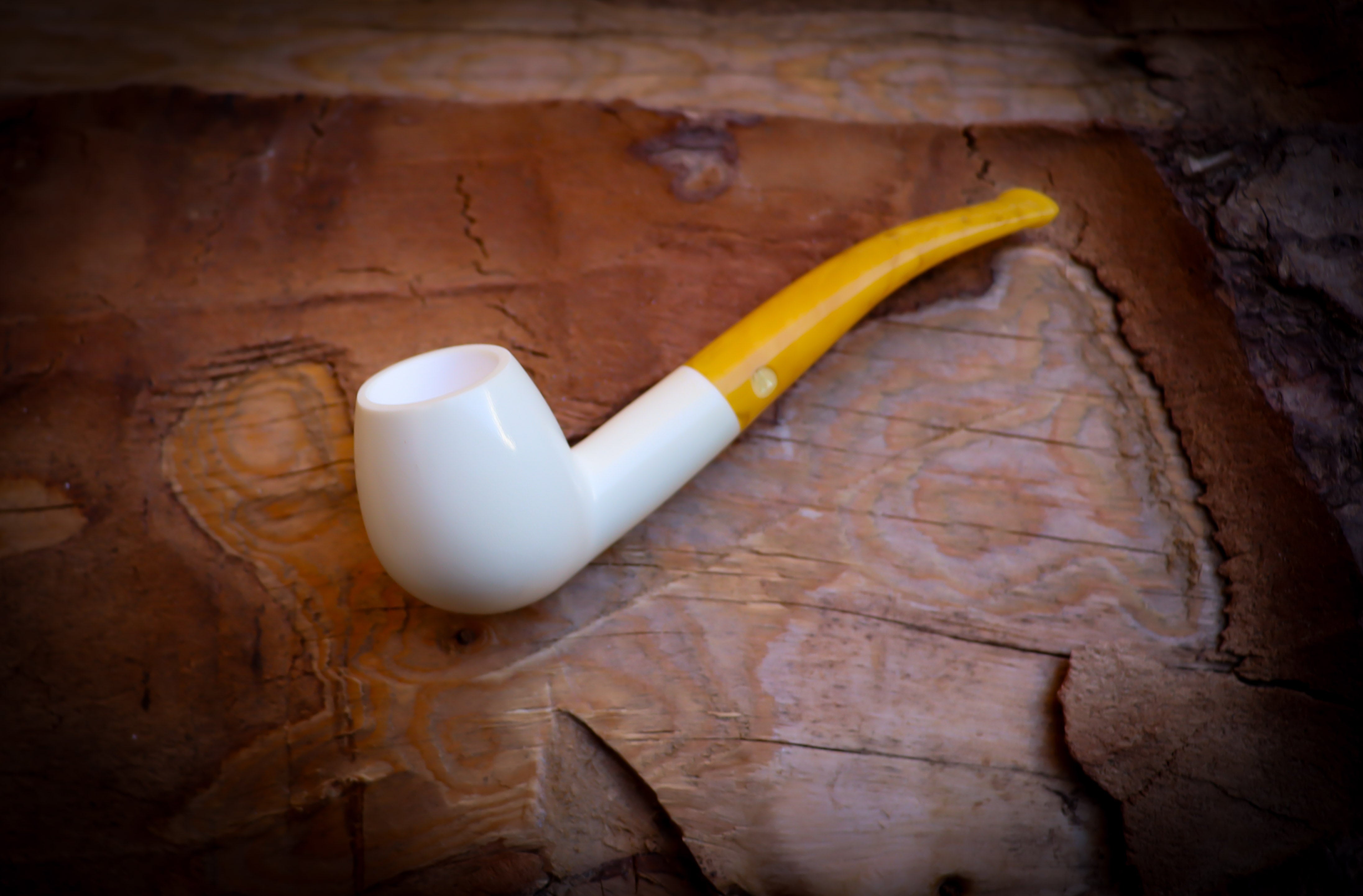 Apple Meerschaum, Smooth Special Handmade Apple Meerschaum Pipe With Leather Box- Astaş Meerschaum, Billard Meerschaum