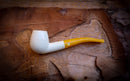 Apple Meerschaum, Smooth Special Handmade Apple Meerschaum Pipe With Leather Box- Astaş Meerschaum, Billard Meerschaum