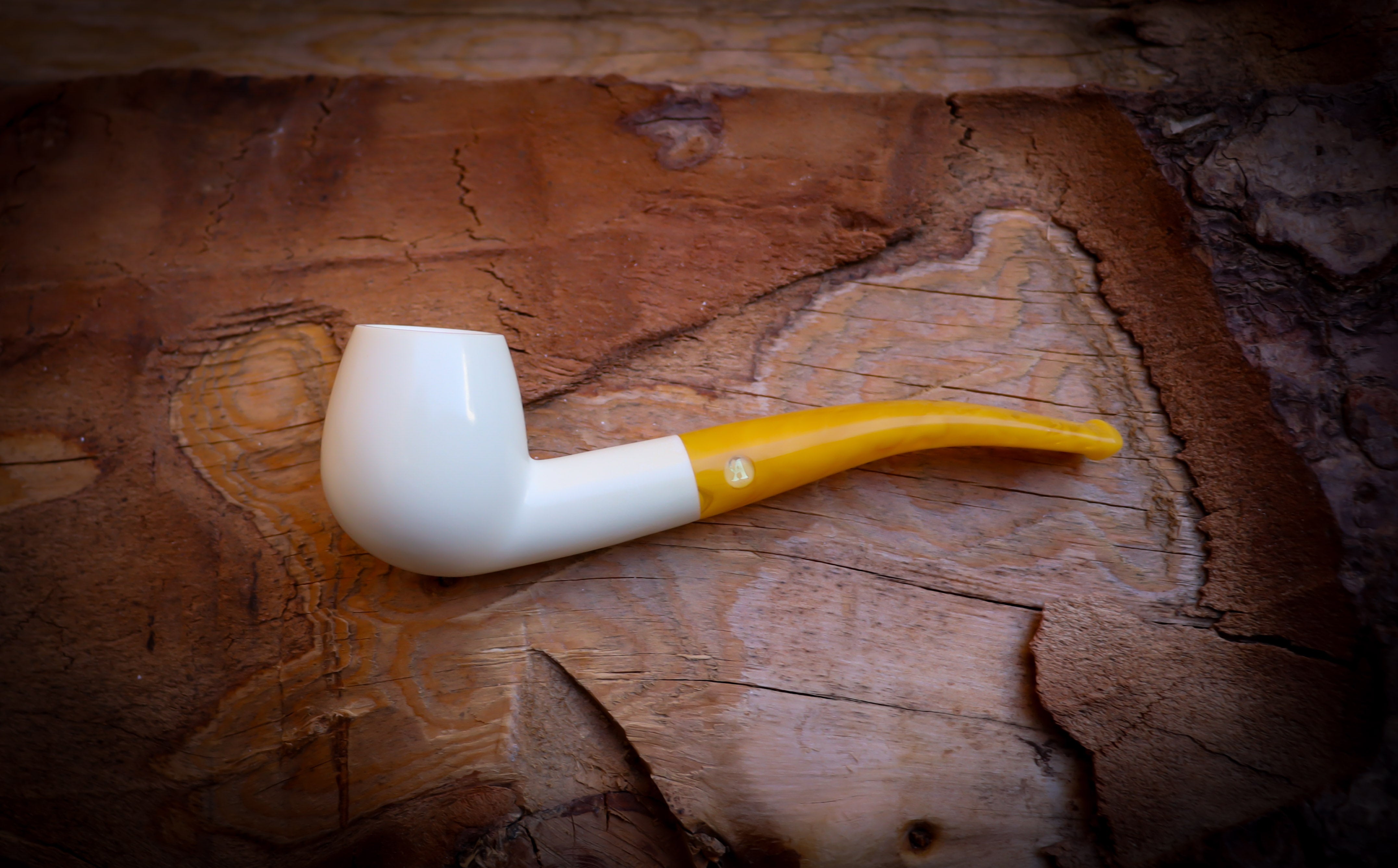 Apple Meerschaum, Smooth Special Handmade Apple Meerschaum Pipe With Leather Box- Astaş Meerschaum, Billard Meerschaum