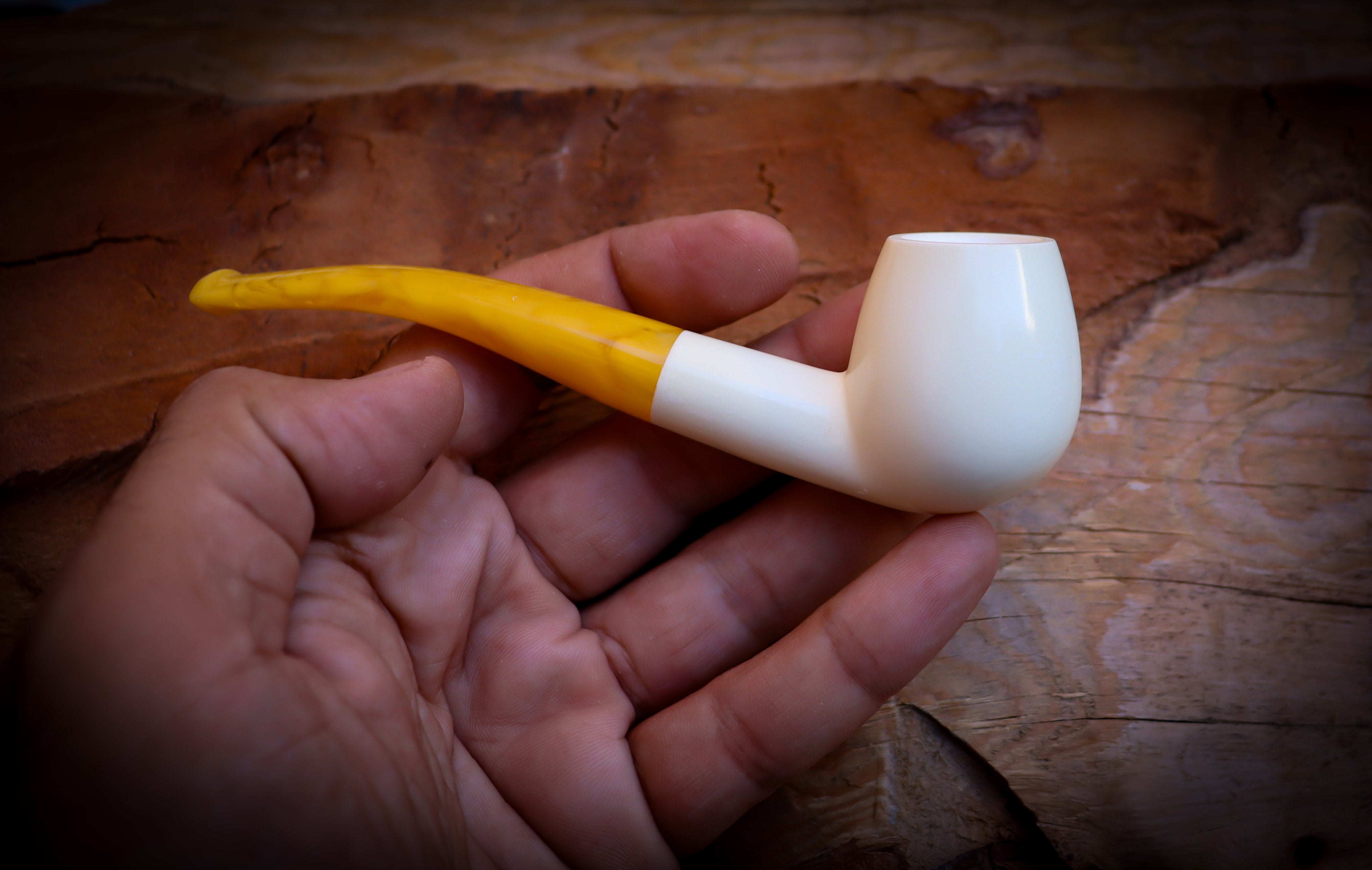 Apple Meerschaum, Smooth Special Handmade Apple Meerschaum Pipe With Leather Box- Astaş Meerschaum, Billard Meerschaum