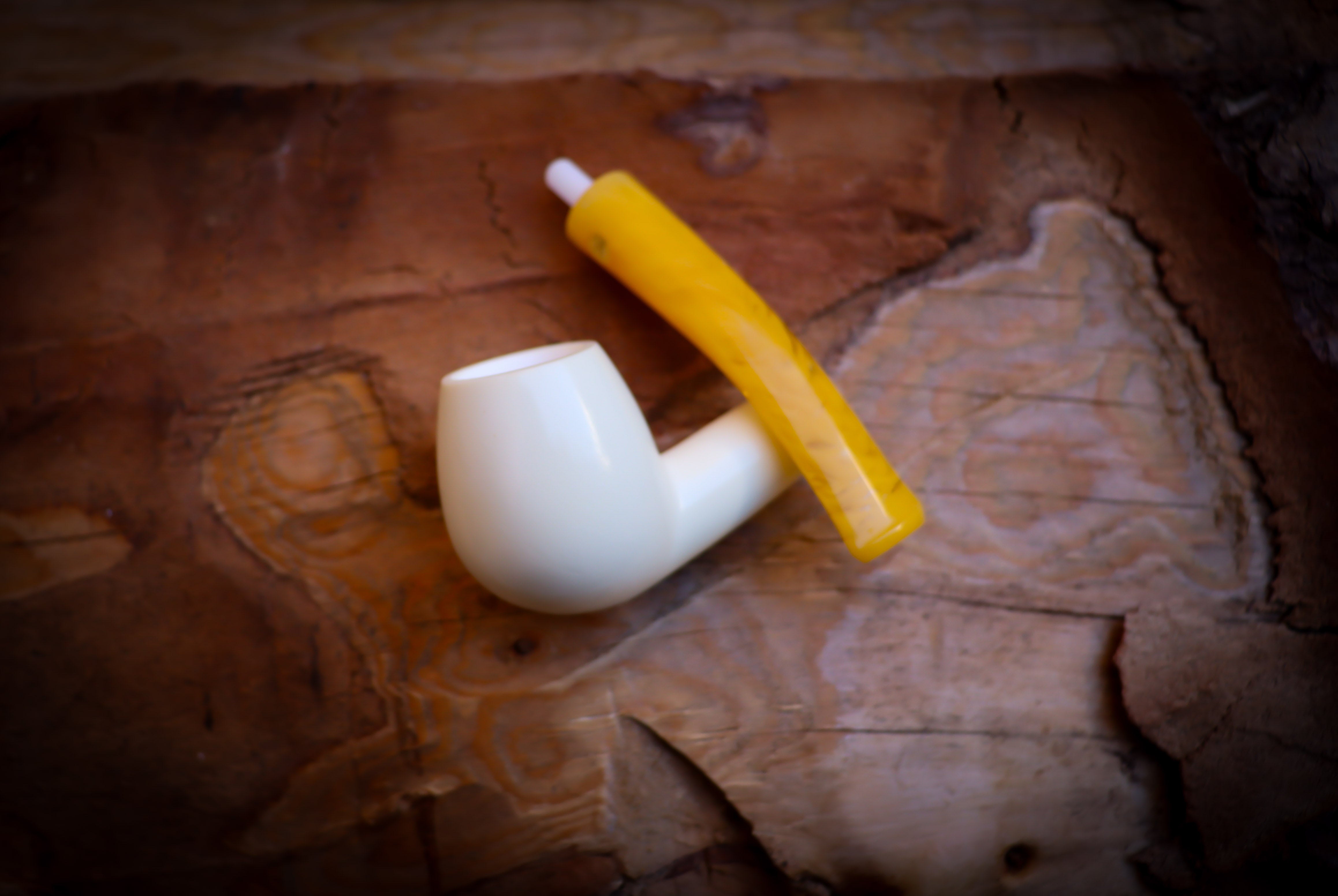 Apple Meerschaum, Smooth Special Handmade Apple Meerschaum Pipe With Leather Box- Astaş Meerschaum, Billard Meerschaum