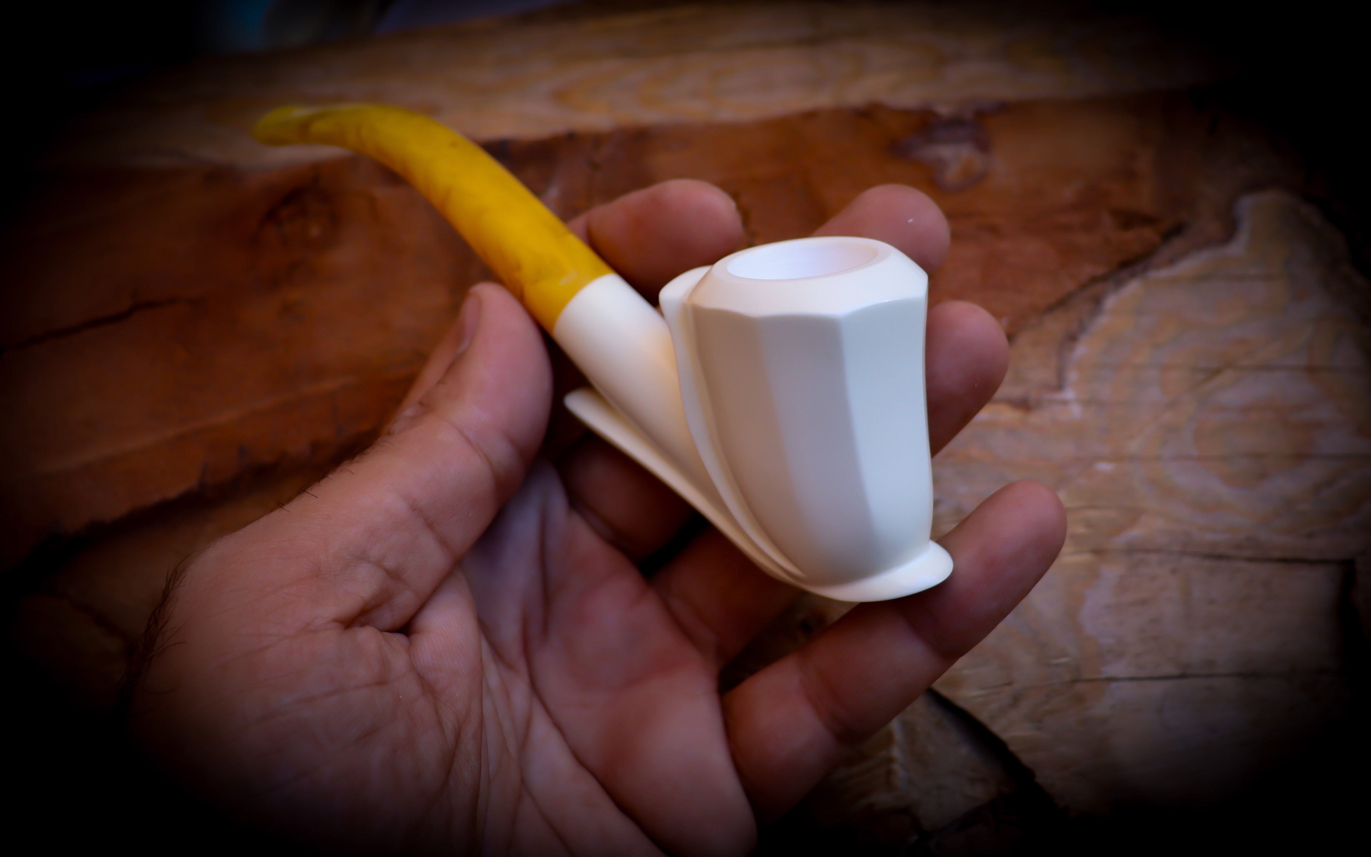 Smooth Special Handmade Freehand Meerschaum Pipe With Leather Box- Astaş Meerschaum