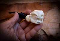 Skull in Eagle Claw Meerschaum, Special Handmade Skull in Eagle claw Meerschaum Pipe With Leather Box-Astaş Meerschaum