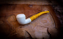 Rhodesian Meerschaum, Smooth Special Handmade Bulldog Block Meerschaum Pipe With Leather Box-Astaş Meerschaum