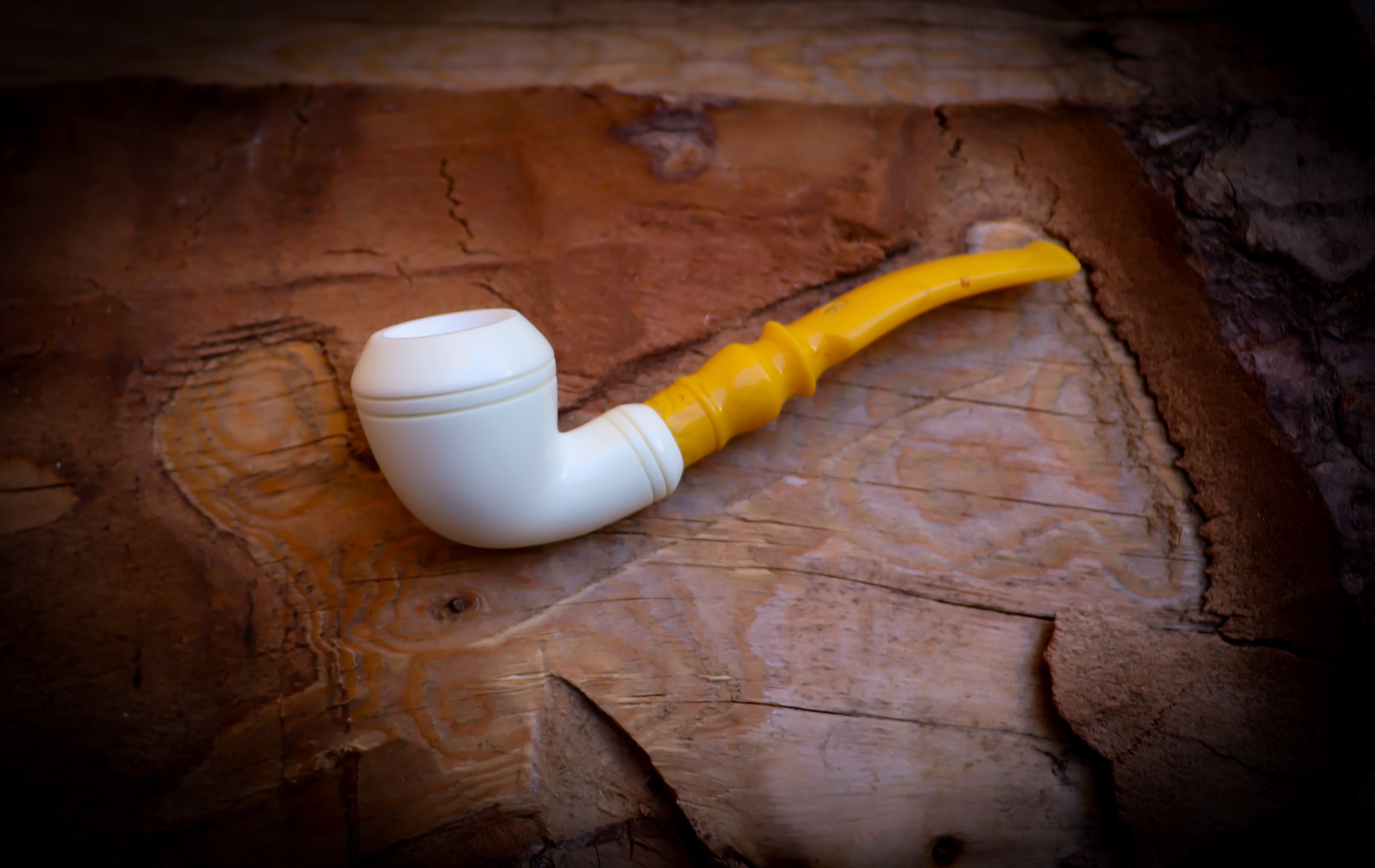 Rhodesian Meerschaum, Smooth Special Handmade Bulldog Block Meerschaum Pipe With Leather Box-Astaş Meerschaum