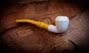 Rhodesian Meerschaum, Smooth Special Handmade Bulldog Block Meerschaum Pipe With Leather Box-Astaş Meerschaum