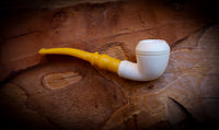 Rhodesian Meerschaum, Smooth Special Handmade Bulldog Block Meerschaum Pipe With Leather Box-Astaş Meerschaum