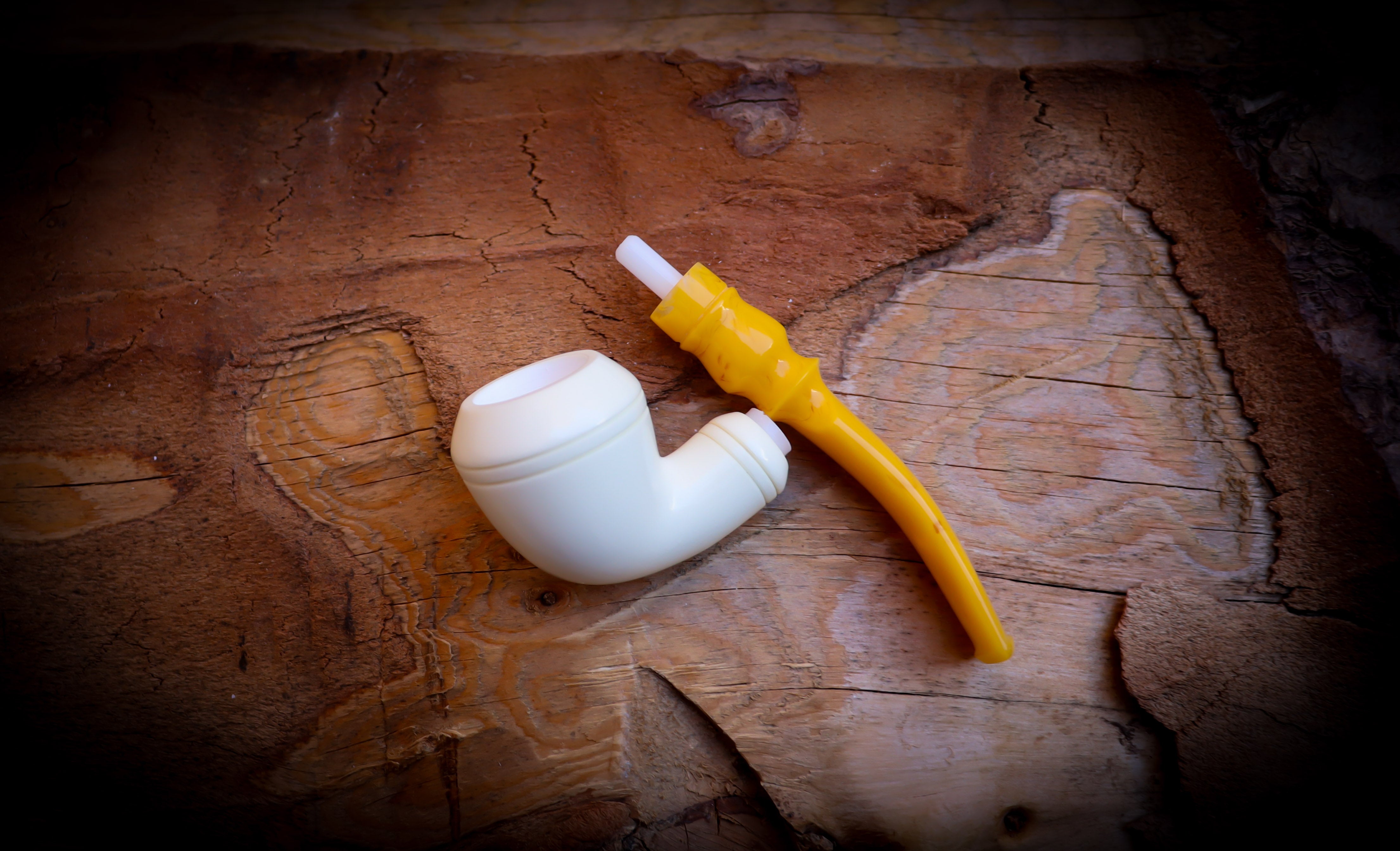 Rhodesian Meerschaum, Smooth Special Handmade Bulldog Block Meerschaum Pipe With Leather Box-Astaş Meerschaum