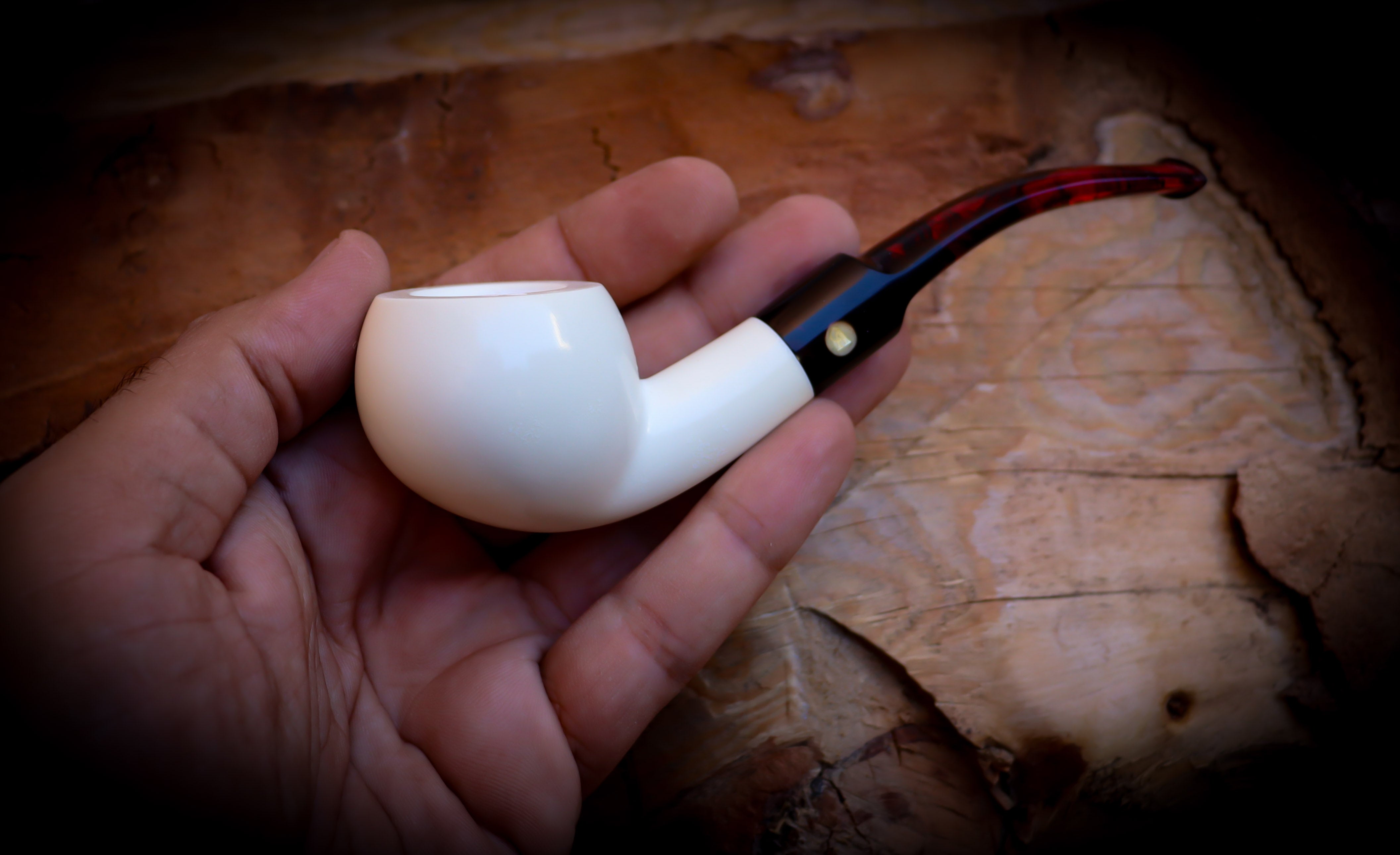 Smooth Special Handmade Block Meerschaum Pipe With Leather Box- Astaş Meerschaum