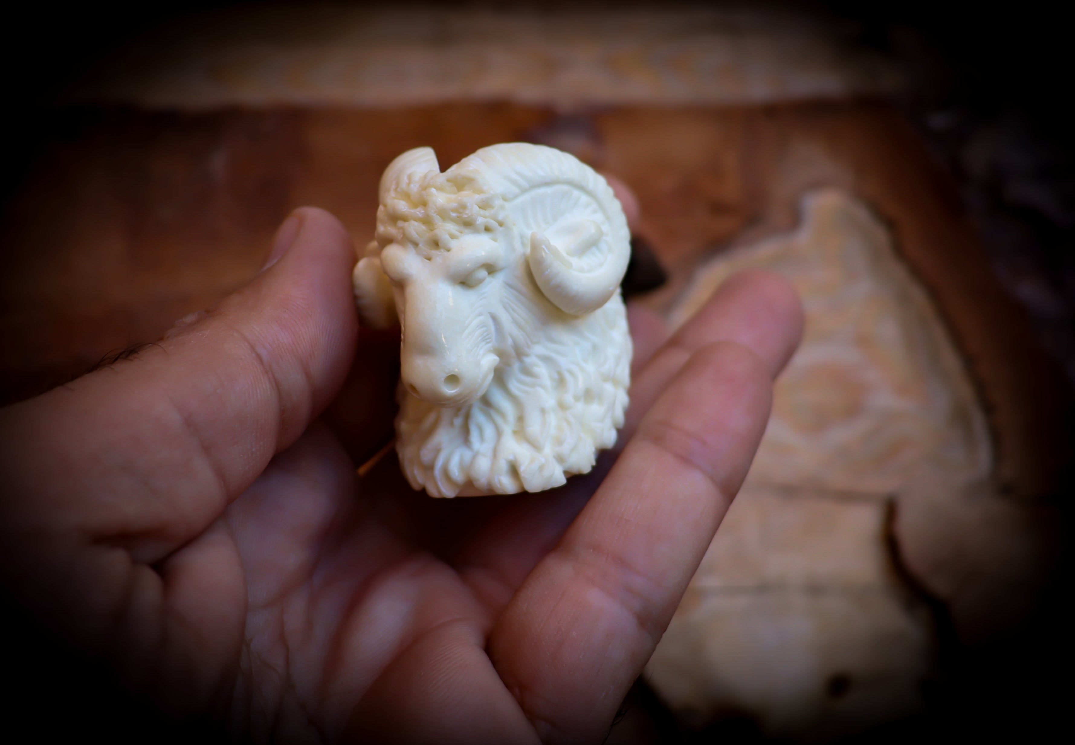 Buffalo Meerschaum, Special Handmade Buffalo Meerschaum Pipe With Leather Box- Astaş Meerschaum