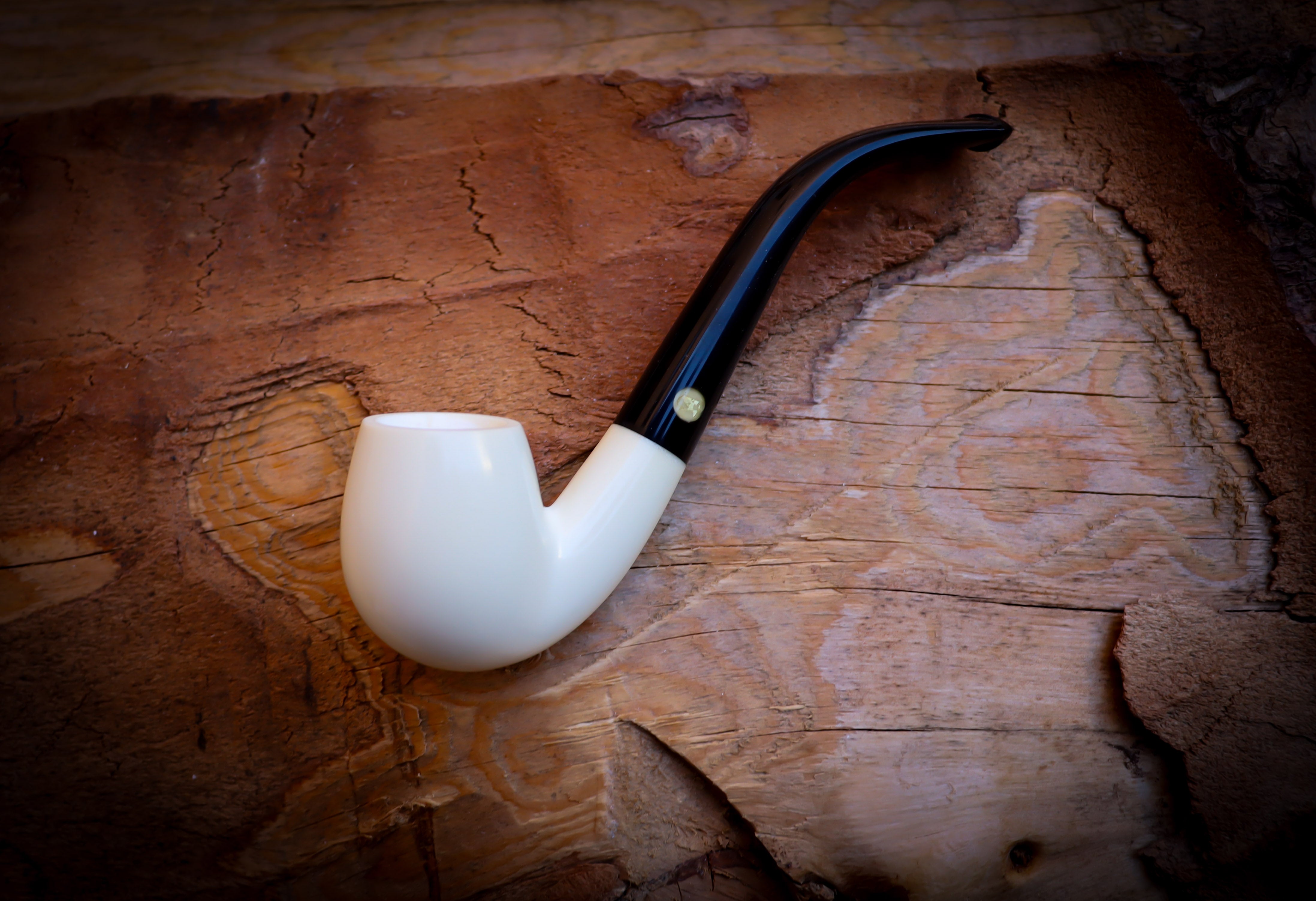 Smooth Special Handmade Half Bent Meerschaum Pipe With Leather Case - Astaş Meerschaum
