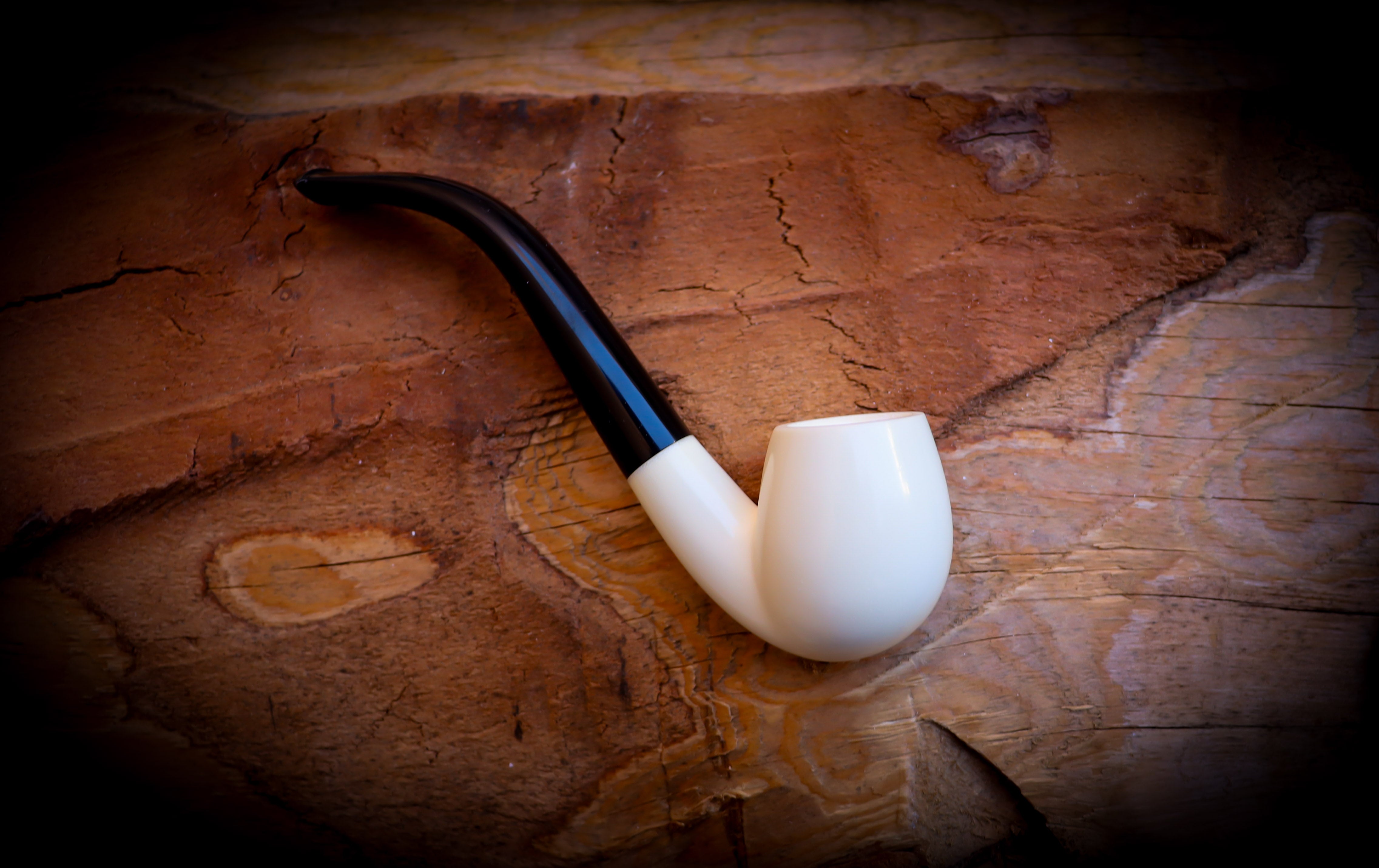 Smooth Special Handmade Half Bent Meerschaum Pipe With Leather Case - Astaş Meerschaum