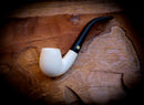 Smooth Special Handmade Half Bent Meerschaum Pipe With Leather Case - Astaş Meerschaum