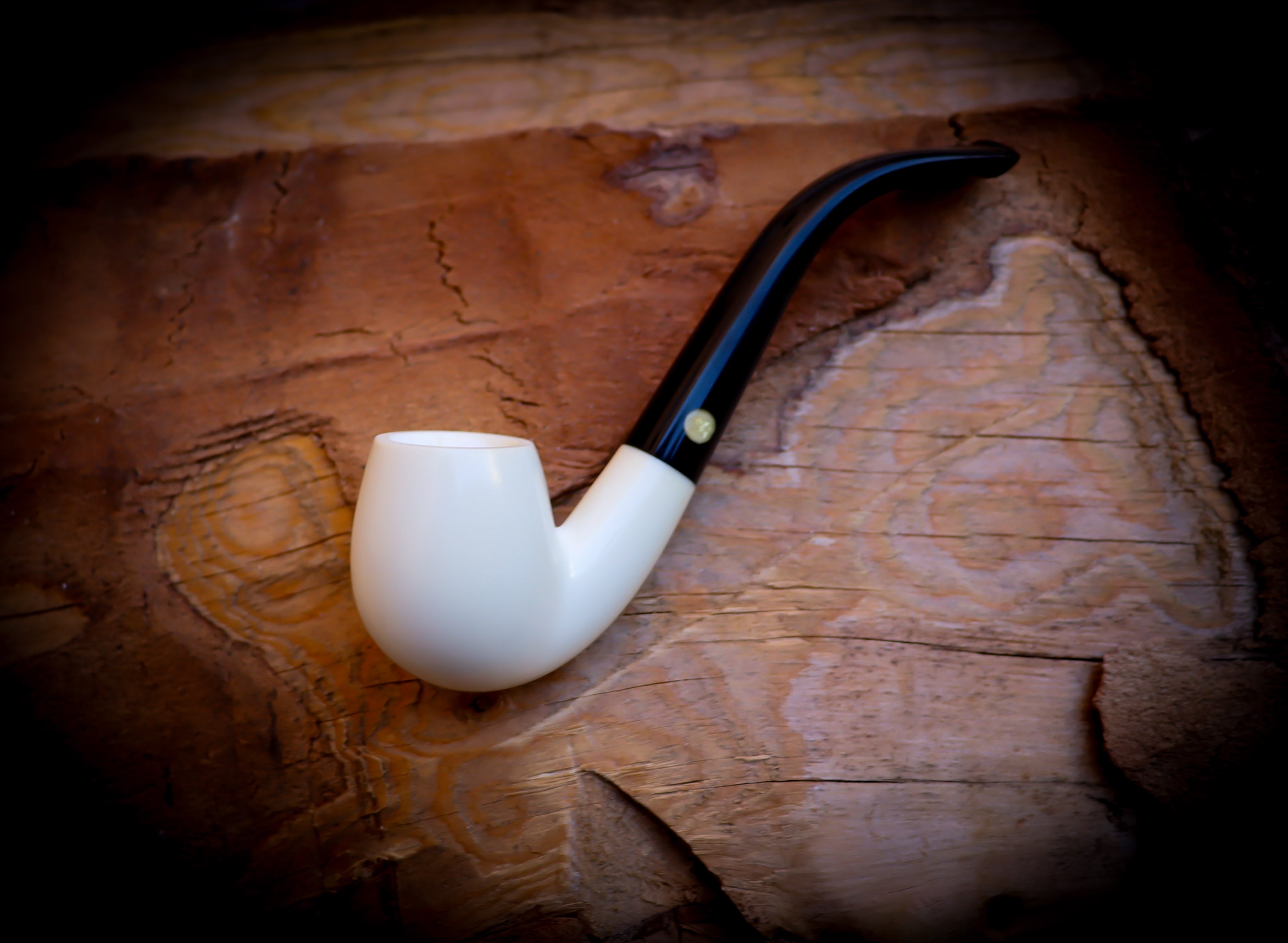 Smooth Special Handmade Half Bent Meerschaum Pipe With Leather Case - Astaş Meerschaum
