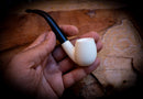 Smooth Special Handmade Half Bent Meerschaum Pipe With Leather Case - Astaş Meerschaum