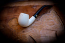 Smooth Special Handmade Half Bent Meerschaum Pipe With Leather Case - Astaş Meerschaum