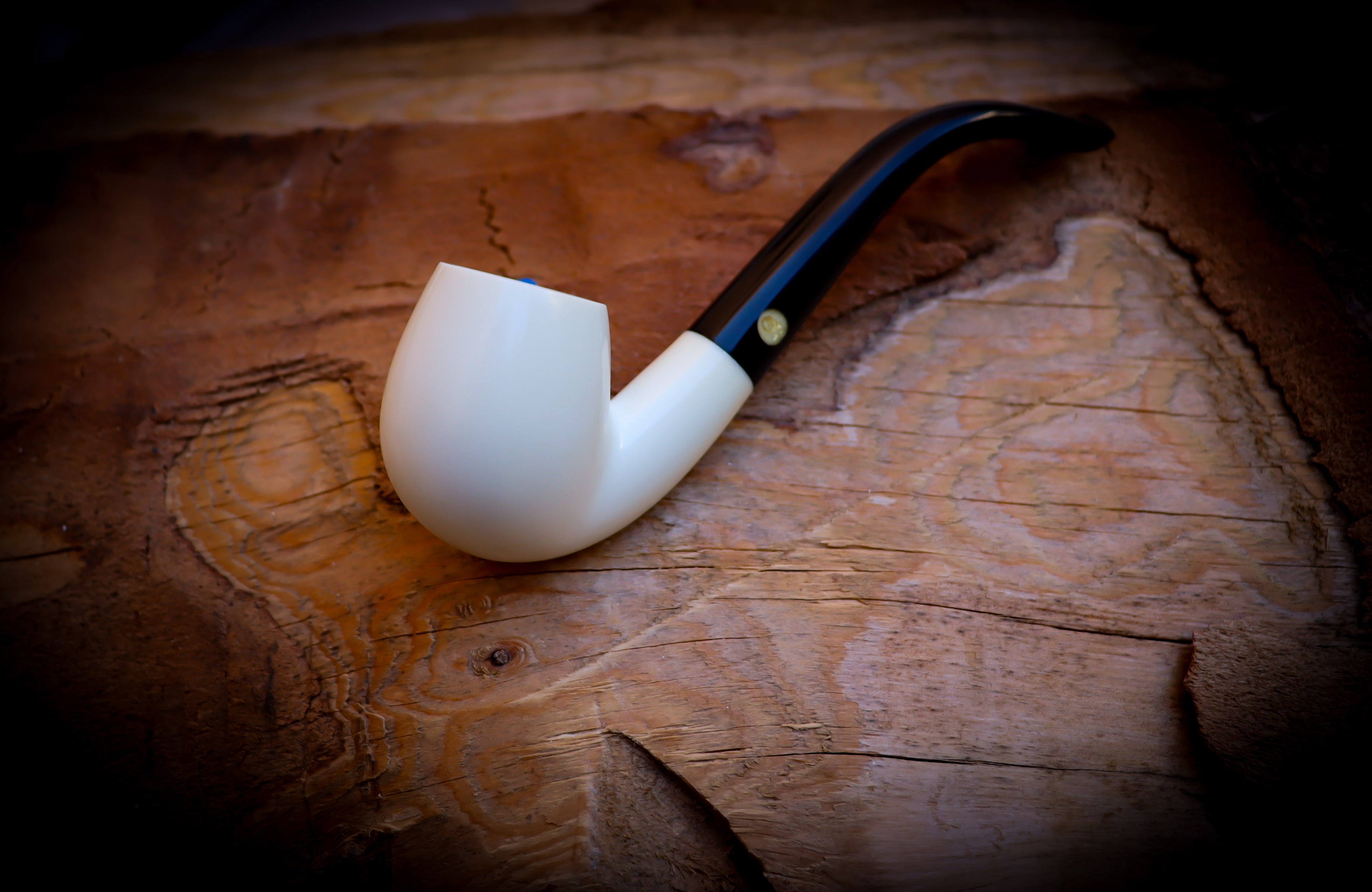 Smooth Special Handmade Half Bent Meerschaum Pipe With Leather Case - Astaş Meerschaum