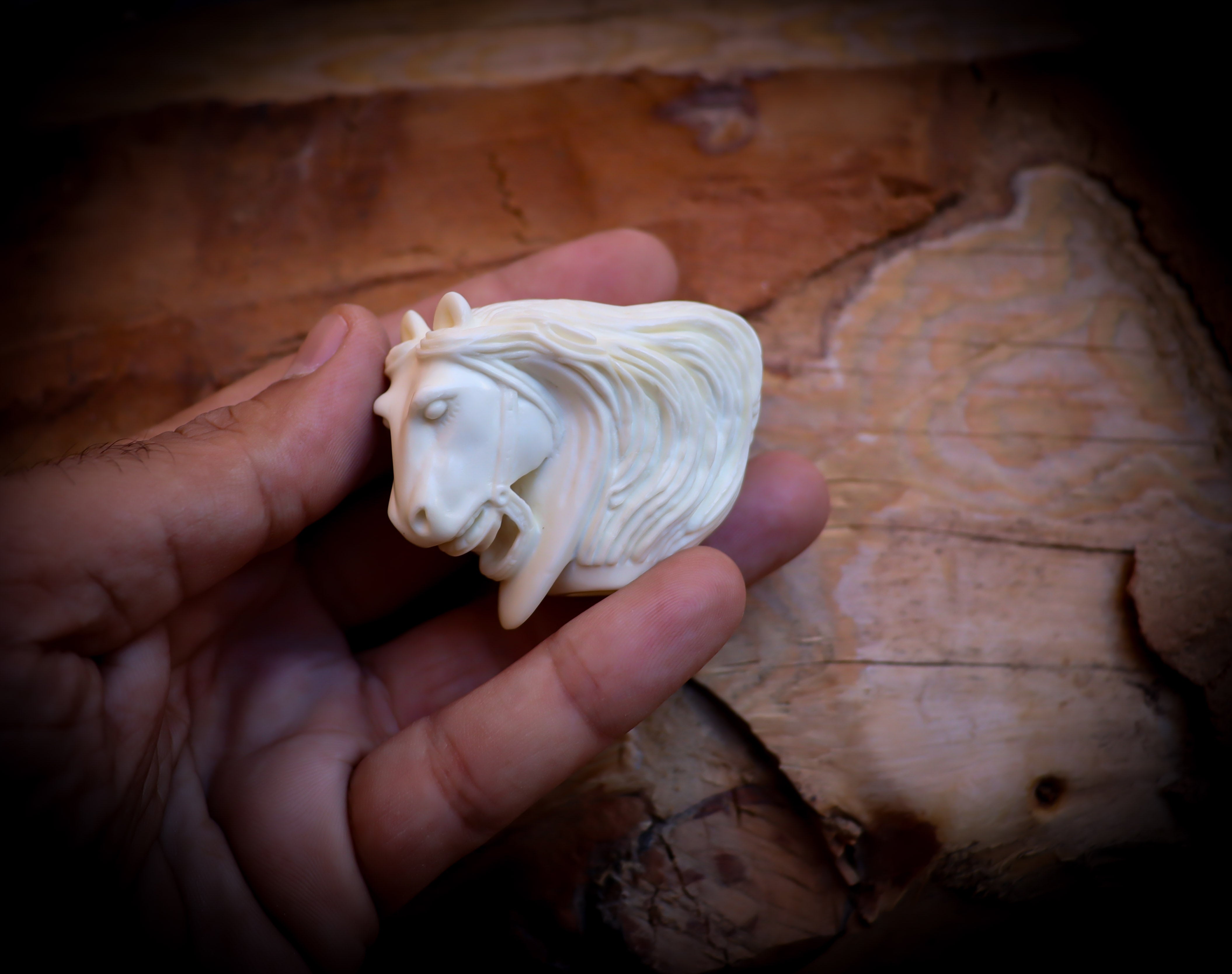 Horse Kirsten Bowl, Special Handmade Horse Kirsten Bowl Meerschaum Pipe- Astaş Meerschaum