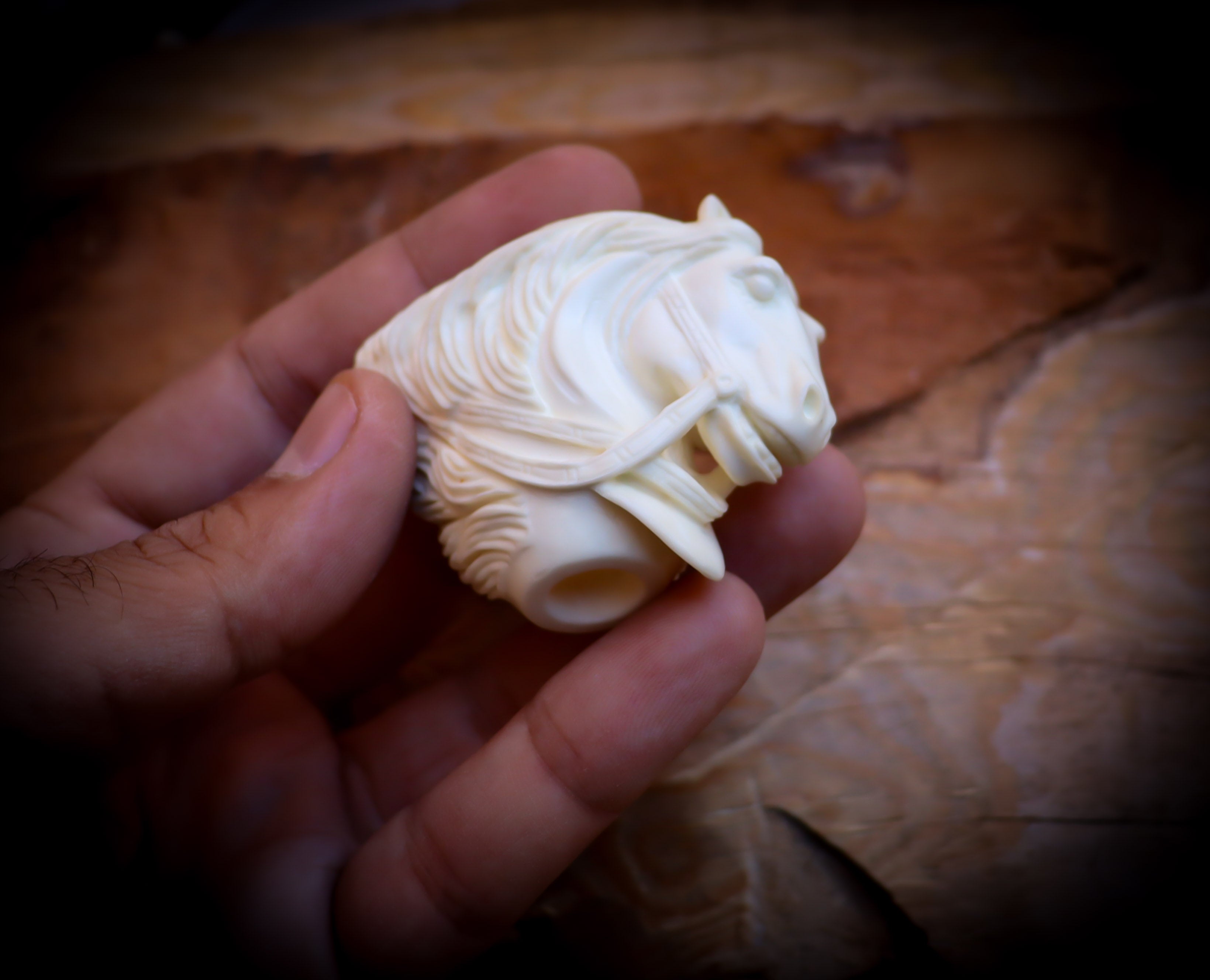Horse Kirsten Bowl, Special Handmade Horse Kirsten Bowl Meerschaum Pipe- Astaş Meerschaum