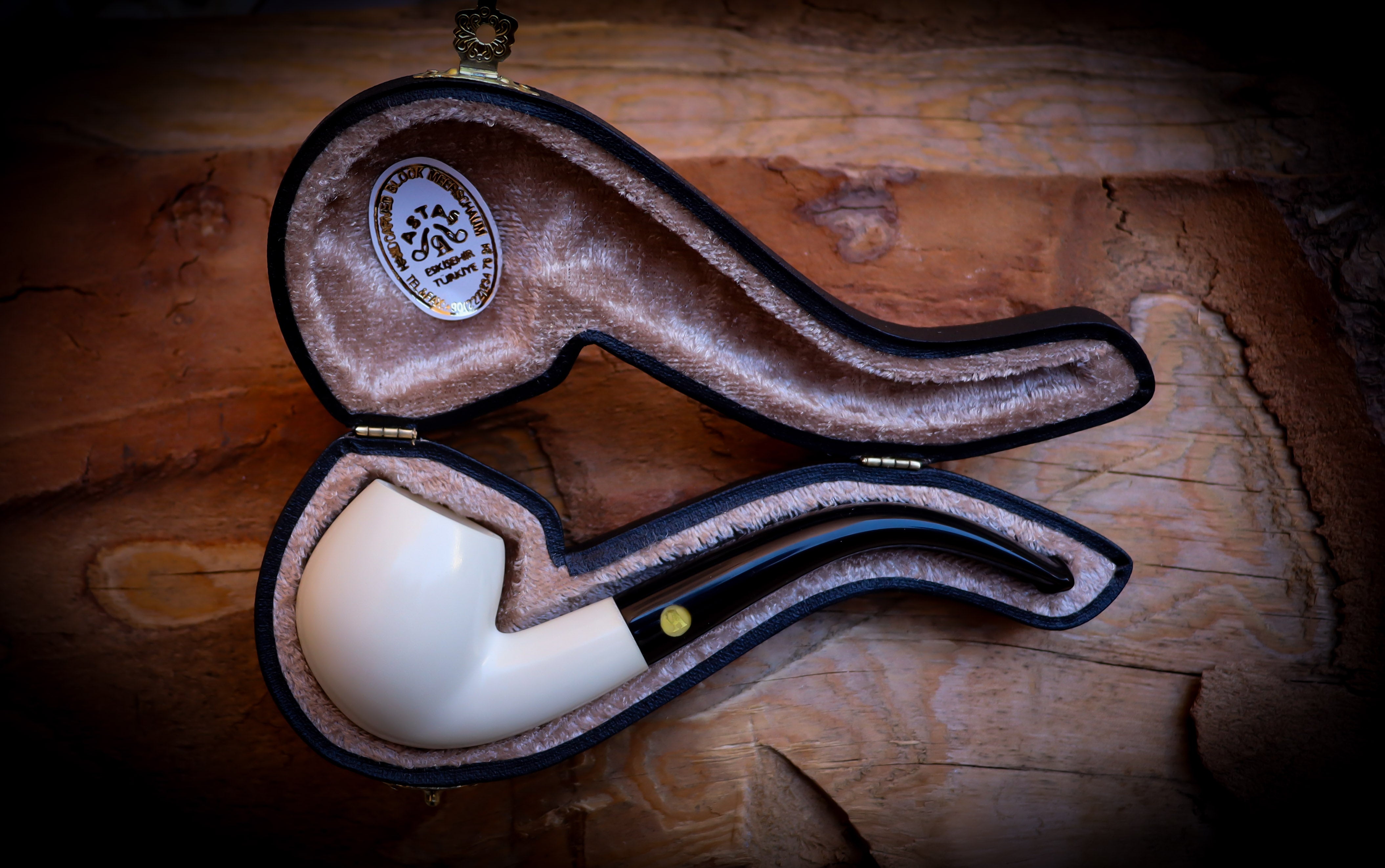 Smooth Special Handmade Apple Meerschaum Pipe With Leather Box- Astaş Meerschaum