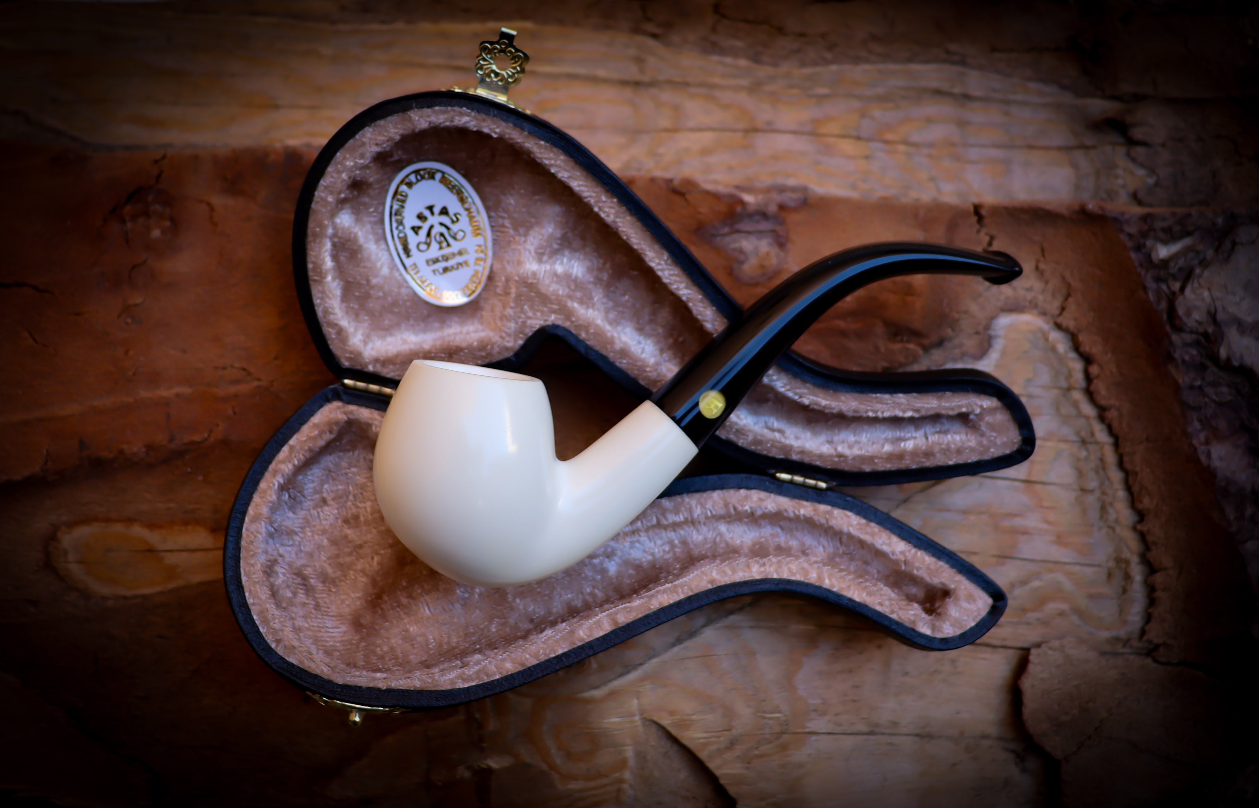 Smooth Special Handmade Apple Meerschaum Pipe With Leather Box- Astaş Meerschaum