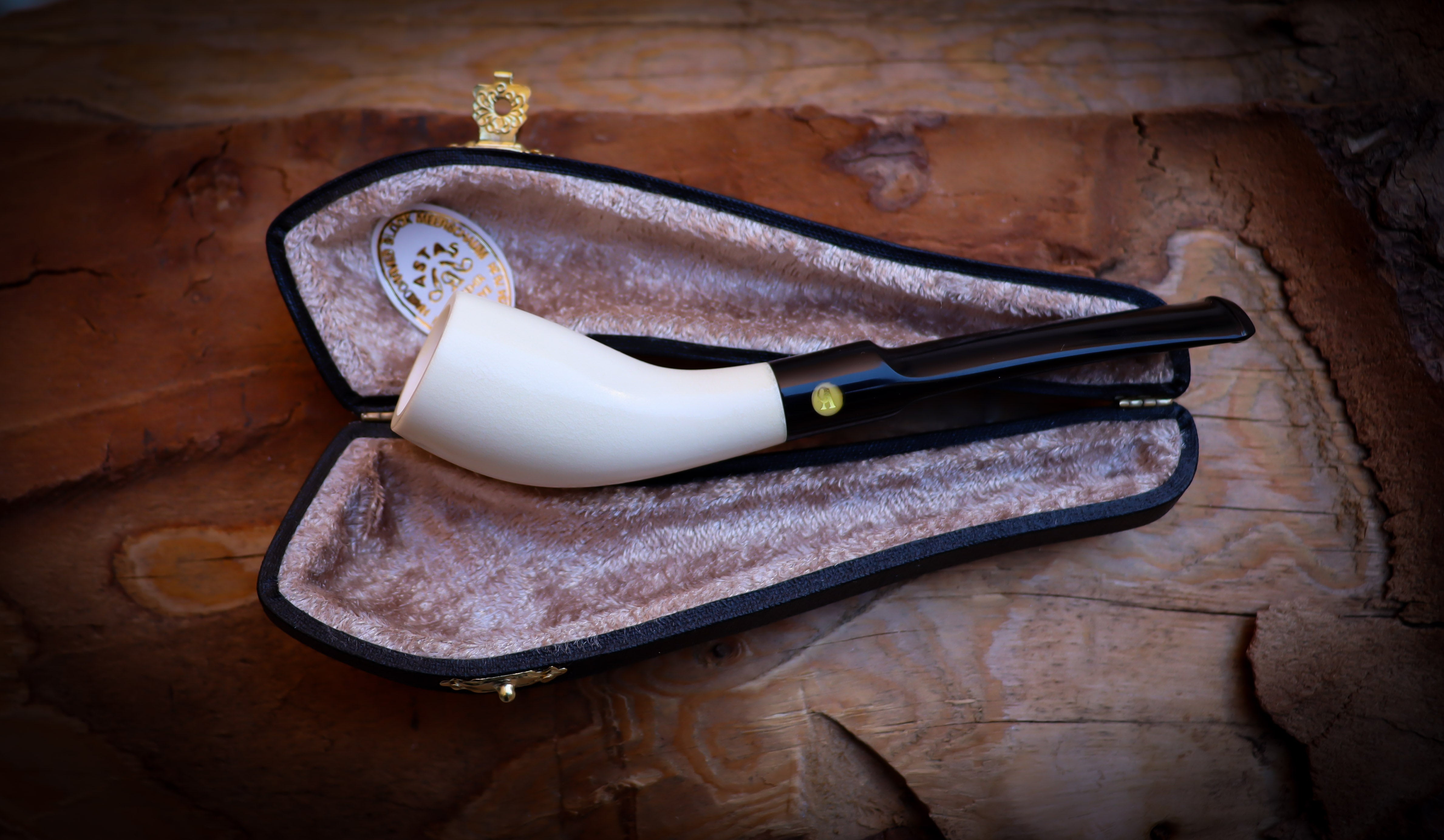 Smooth Handmade Horn Block Meerschaum Pipe with Leather Box – Astaş Meerschaum