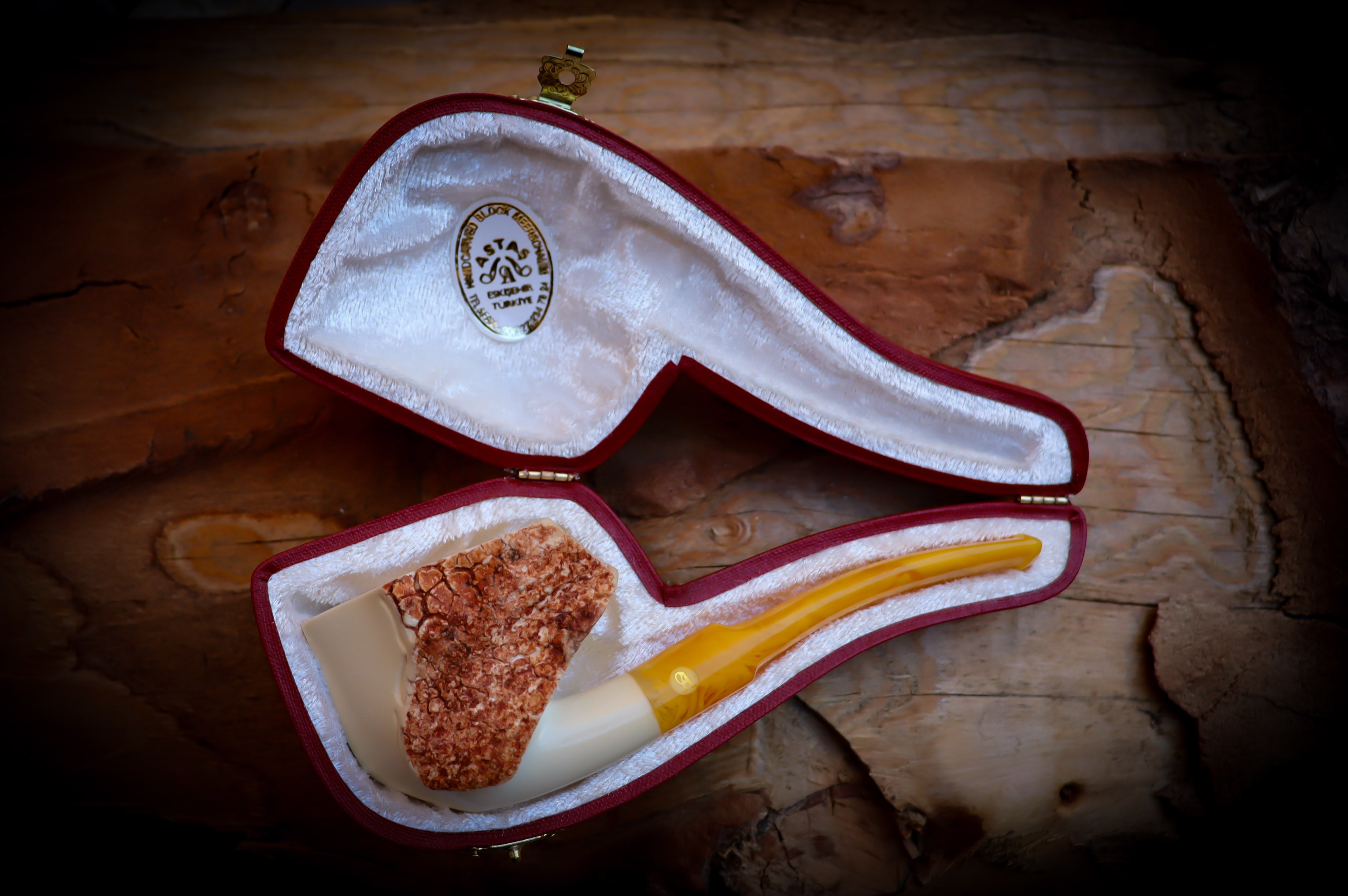 Handcrafted Natural Block Meerschaum Pipe with Leather Case – Astaş Meerschaum