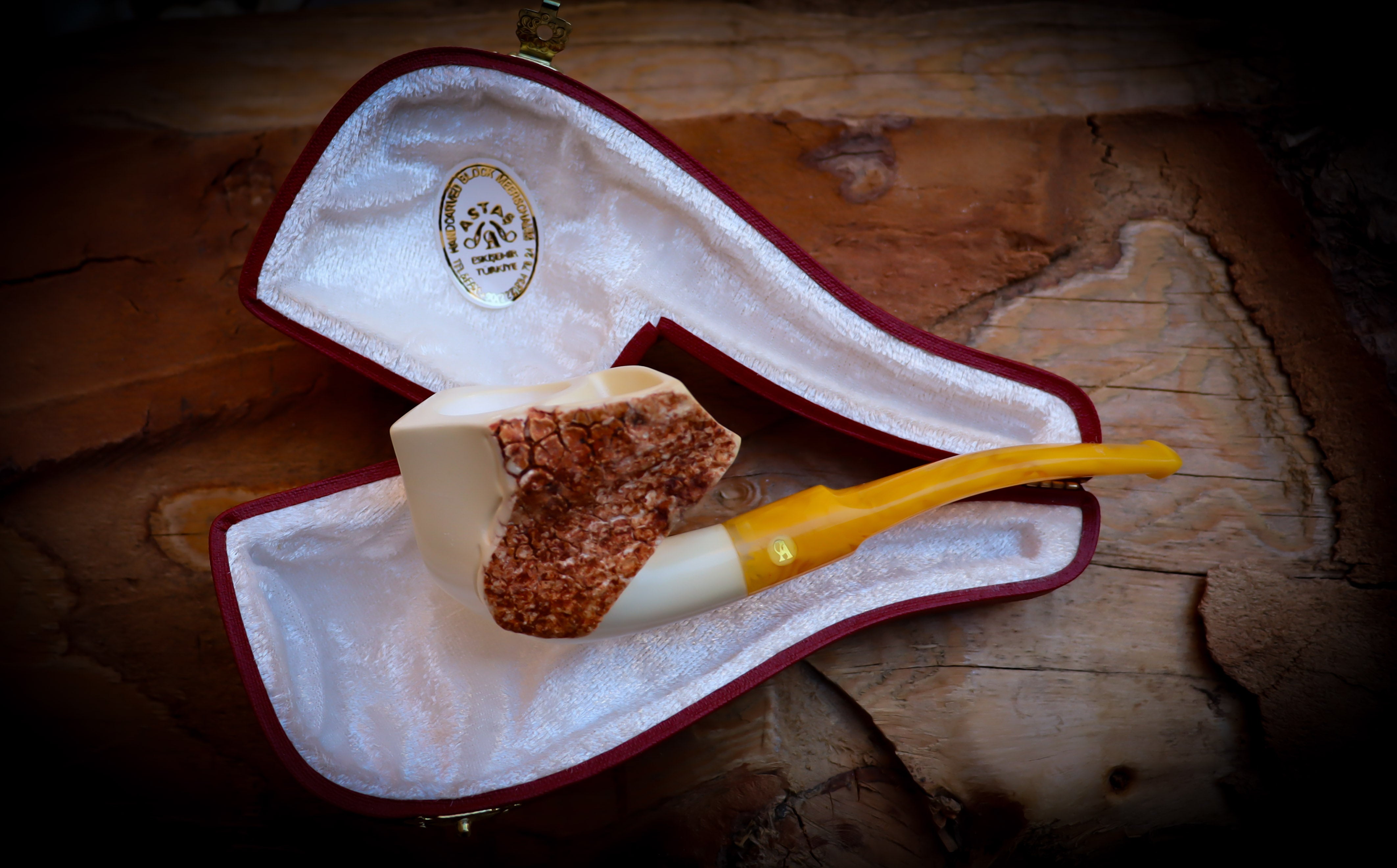 Handcrafted Natural Block Meerschaum Pipe with Leather Case – Astaş Meerschaum