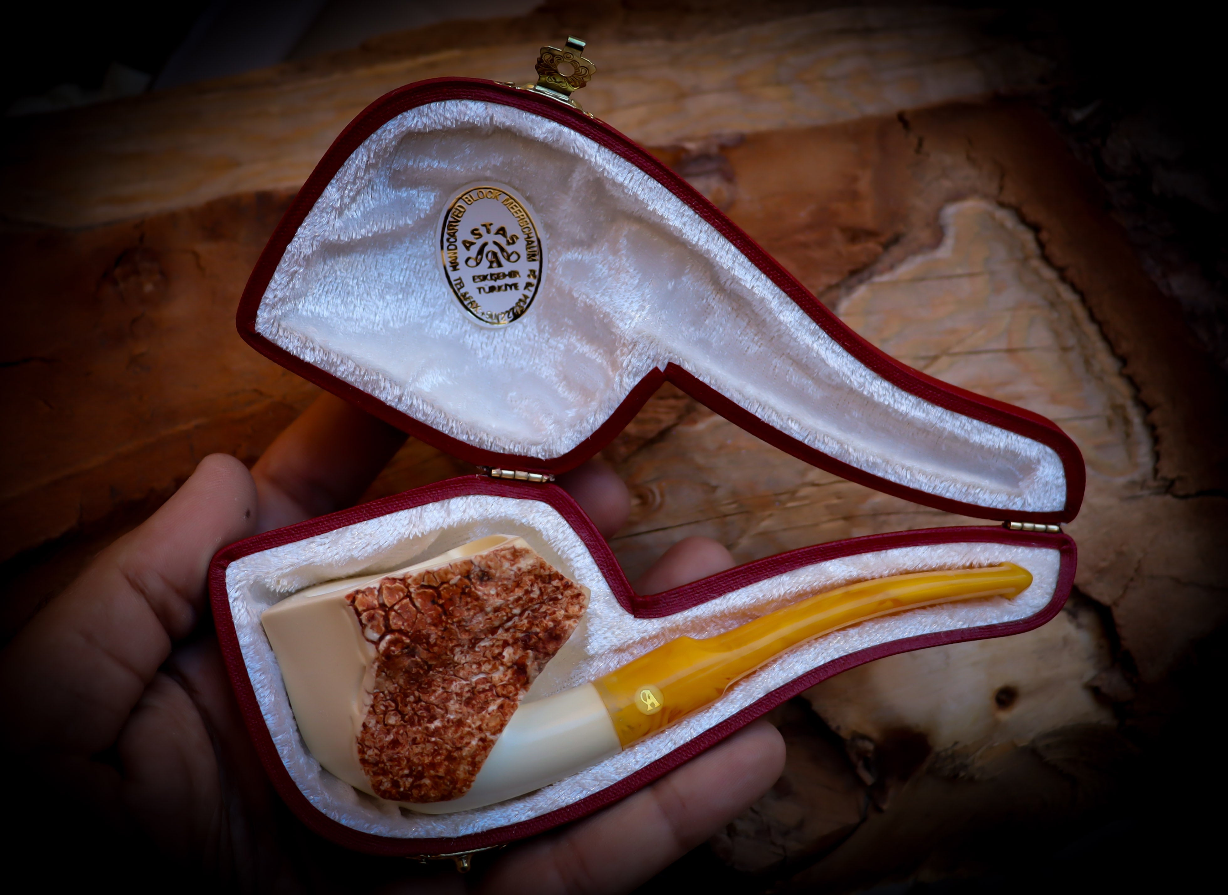 Handcrafted Natural Block Meerschaum Pipe with Leather Case – Astaş Meerschaum