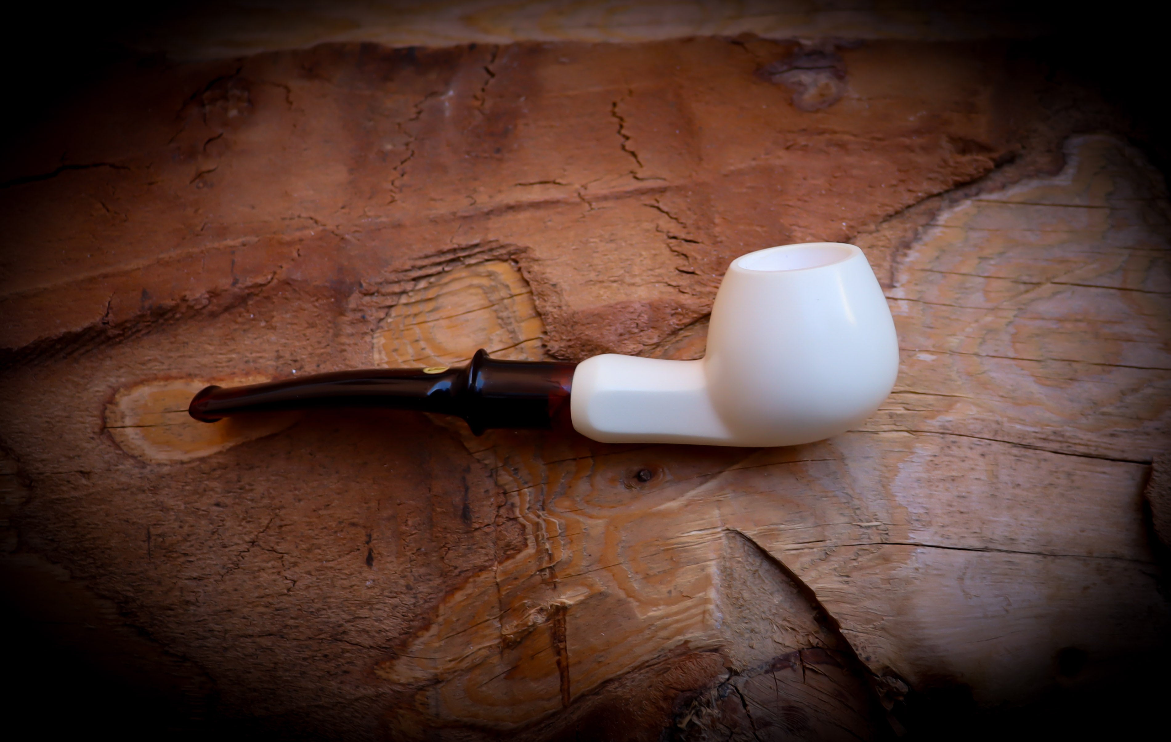 Apple Meerschaum, Smooth Special Handmade Apple Meerschaum Pipe With Leather Box- Astaş Meerschaum