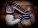Floral Patterned Meerschaum, Silver Special Handmade Pear Meerschaum Pipe With Leather Box-Astaş Meerschaum